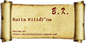 Balla Kiliána névjegykártya